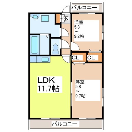 ＭＩＹＡＪＩＮＯコートステージの物件間取画像